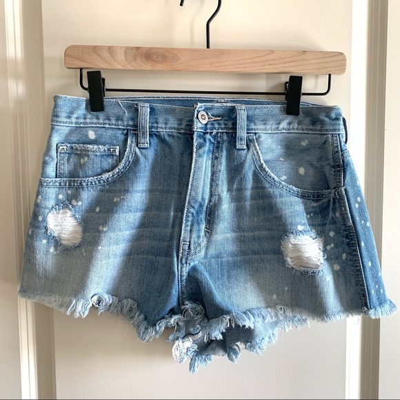Hollister Distressed Bleach Shorts, Fringe Hem, 27 - Picture 1 of 9